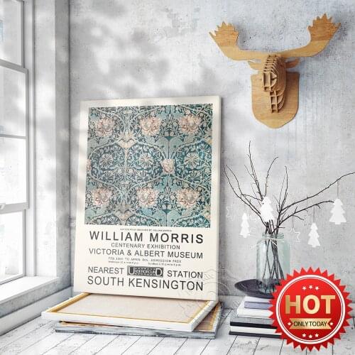 William Morris London South kensington Exhibition Poster, The Victoria and Albert Museum Honeysuckle Vintage Print, Wall Art