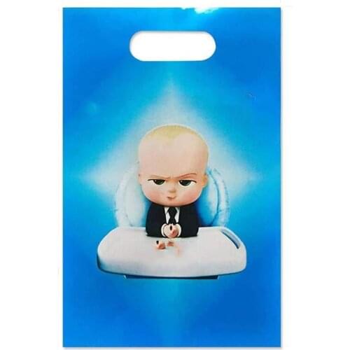100pcs/lot Kids Boys Favors Baby Boss Theme Plastic Loot Bags Baby Shower Party Happy Birthday Decoration Gifts Candy Bags