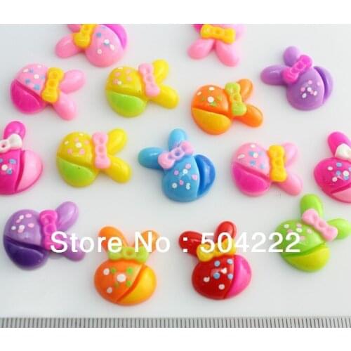 200pcs lovely hand paint easter bunny rabbit with bow resin Cabochon for Kawaii Decoden DIY Projects-SZ0388