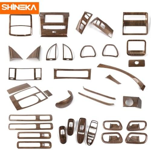 SHINEKA Wooden Grain Accessories For Nissan Patrol Car Interior Decoration Cover Sticker For Nissan Patrol Y62 2017+ Car Styling