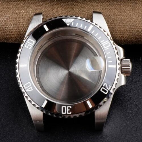 Watch case for NH35/36 Movement 316L Stainless Steel Sapphire Crystal Magnifier 40mm Black Sub Ceramic Bezel Watch Accessories