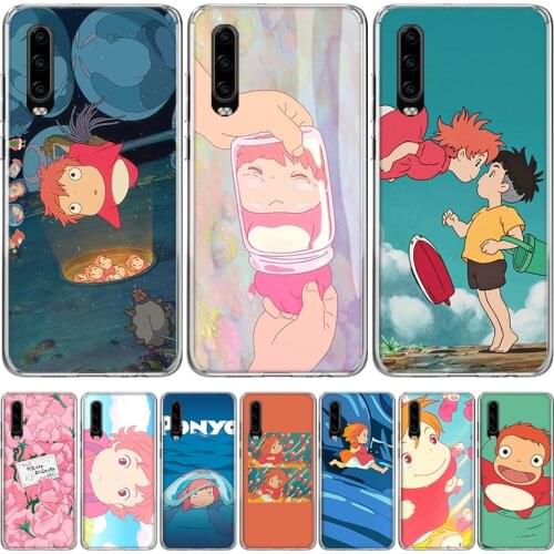Cartoon Ponyo On The Cliff By The Sea Phone Case for Huawei P30 P40 P20 P10 Mate 20 10 30 Lite Pro P Smart Z Plus + Art Shell Co