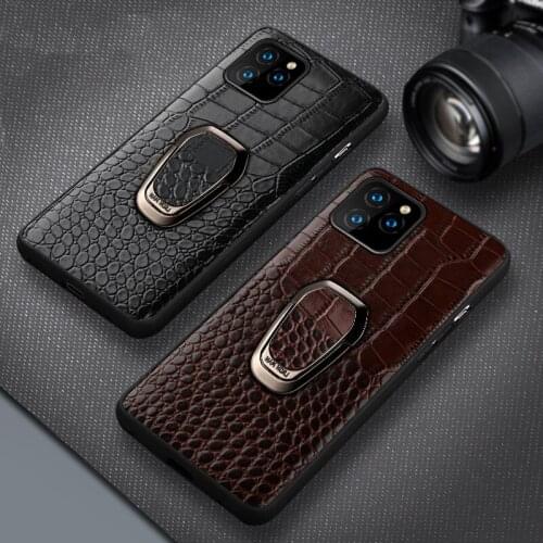 Magnetic Ring Holder Phone Case for iphone 12 11 Pro Max Genuine Leather shockproof cover for iphone 6 7 8 Plus X Xr Xs Max Capa