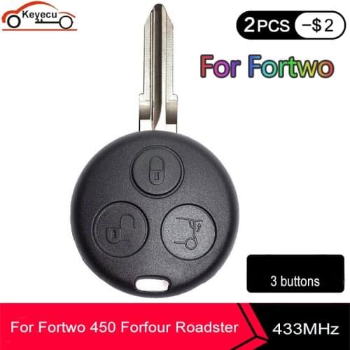 KEYECU Remote Key Fob 3 Button 433MHz for Mercedes Benz Smart City Fortwo Forfour Roadster 450 2000 2001 2002 2003 2004 2005