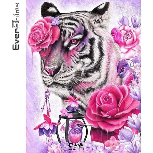 Evershine 5D DIY Diamond Painting Tiger Animal New Arrival Diamond Embroidery Flower Cross Stitch Mosaic Sale Wall Decor