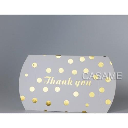 Dot Stripe foil gold candy Box craft gift Pillow Shape Wedding Favor Gift Boxes pie Party Box bags