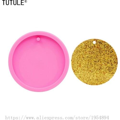 Disc shape resin mold,key ring pendant, aromatherapy plaster pendant,Polymer chocolate Clay Molds,Fondant cake Silicone mold