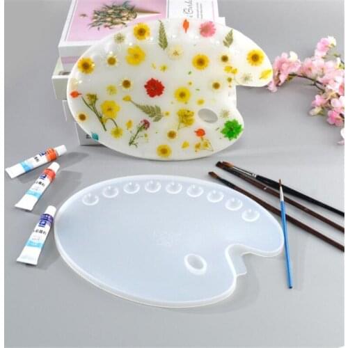 Color Palette Mold DIY Glue Mould Mirror Painting Board Dried Flower Art Palette Silicone Mold