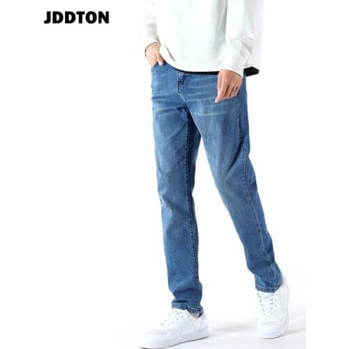 JDDTON Autumn Mens Denim Pants Loose Straight Streetwear Ankle Length Trousers Fashion Brand Slim Fit Male Casual Jeans JE624