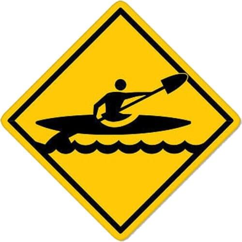 Canoe Crossing Kayak Auto Sticker Pvc Motorcycle Warning Car Accessories Stop Window Decoration Decal Waterproof 13cm*13cm