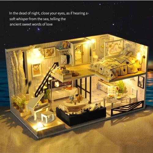 DIY Miniature Dollhouse Kit Wooden Doll House Modern Double Storey Villa Model Christmas Gift Toys For Children Dolls Furniture