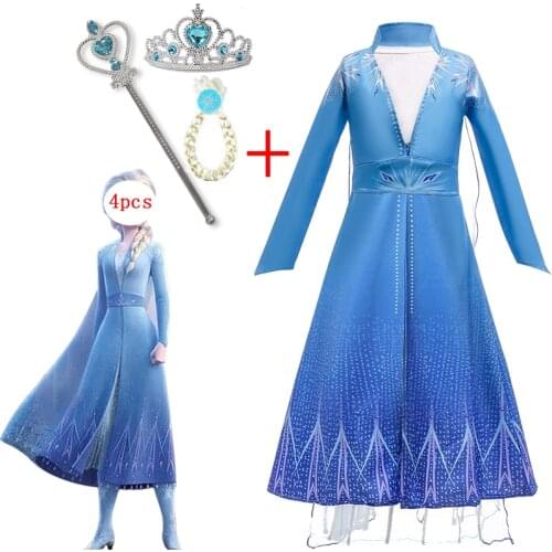 Snow Princess Costume 4-10 Years Children Halloween Carnival Cosplay Clothes Kids Dresses for Girls Birthday Party Dress up