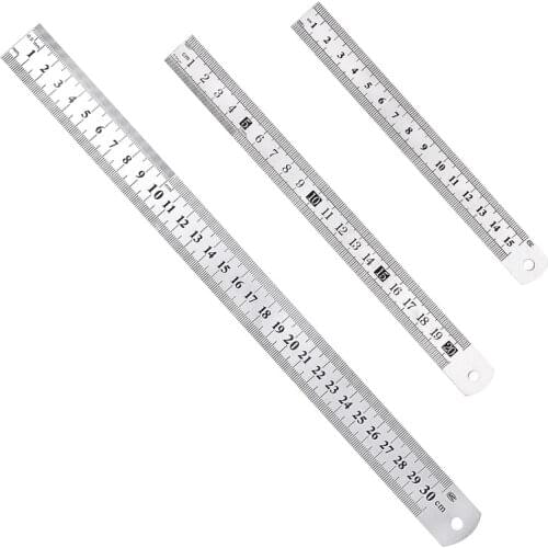 Nonvor Steel ruler 15cm 20cm 30cm steel straight ruler Stainless steel straight ruler with clear scale Stainless Steel Metal