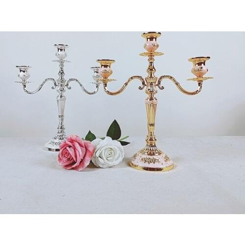 Metal Candelabra Retro Candlestick Candle Holder 3 Stands Candlelight Dinner Wedding Gift Home Wedding Decor