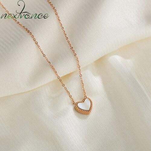 Nextvance Fashion Double Sides Two Color Heart Stainless Steel Pendant Dolphin Tail Necklaces for Women Lover Amulet Jewelry