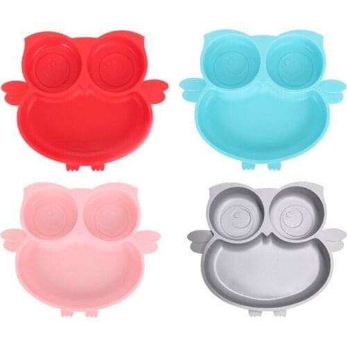 Cartoon Owl Dinner Plate Household Silicone Dinner Plate Tableware for Kids Kitchen Tools