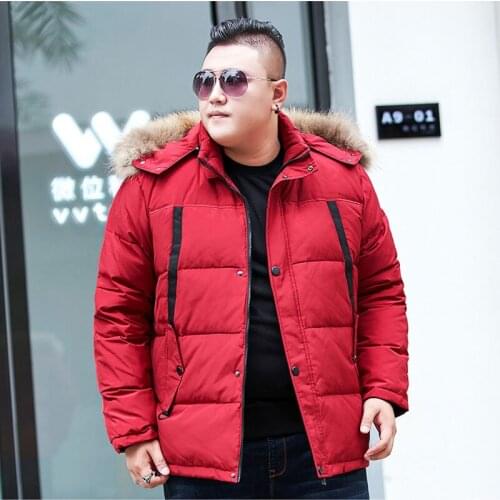 Mens Winter Large Size 8XL 9XL 10XL Large Stand Collar Hooded with Fur Collar Cotton Can Remove Cap Thicken Warm Jacket