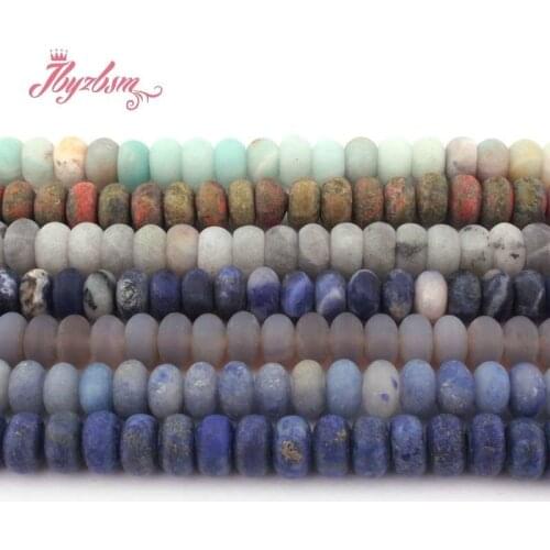 4x8mm Frosted Matte Mutil Stone Rondelle Spacer Loose Beads for DIY Necklace Bracelet Jewelry Making Strand 15"Free Shipping