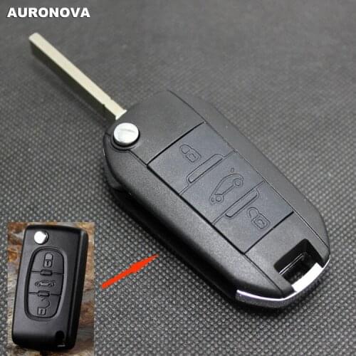 AURONOVA New Upgrade Folding Key Shell for Citroen Flip Folding Key 3 Buttons Remote Car Key Case Hu83 Blade