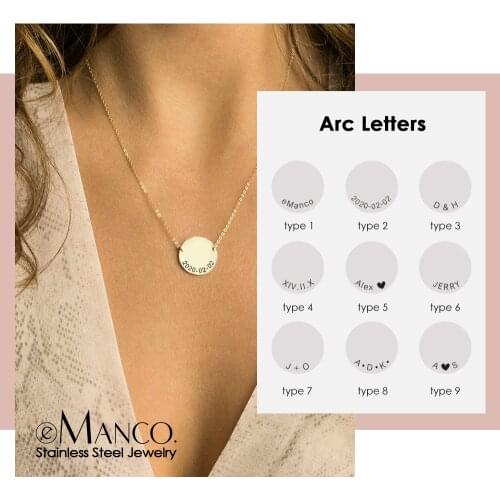 EManco Name Choker Necklace women 316L Stainless Steel Necklace for women Simple Pendant Necklace