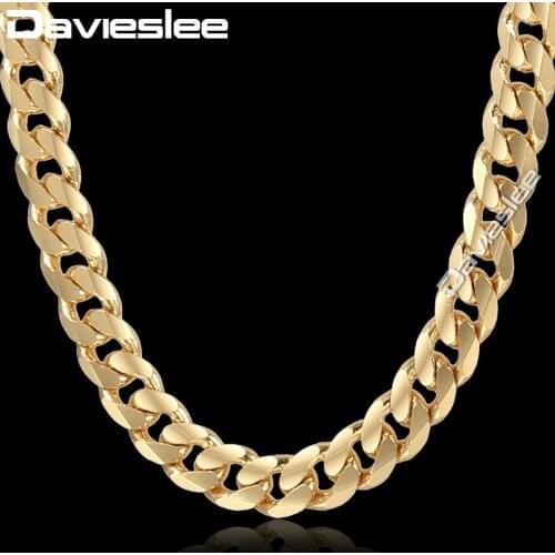 Davieslee Cut Cuban Curb Link Necklace Womens Mens Chain Yellow Gold Filled GF 4.5mm DGN438