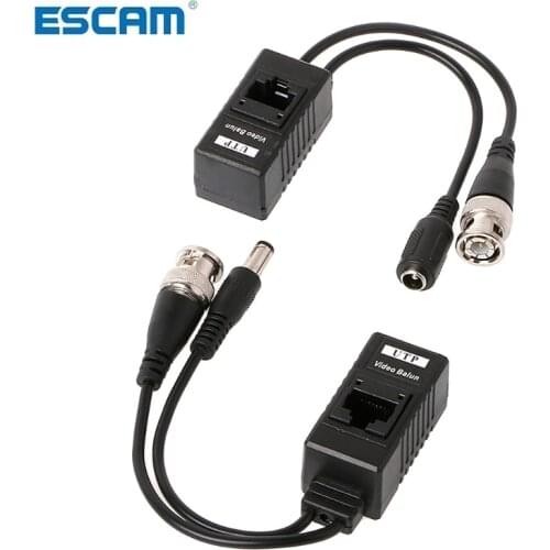 ESCAM 1 Pair BNC To RJ45 Passive Video Power + Audio Balun Transceiver For CCTV Camera