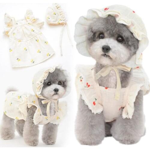 Dog Dress Hat Cap Summer Outdoor Travel Cat Skirt Pet Clothing Puppy Yorkshire Pomeranian Poodle Bichon Small Dog Clothes Dress