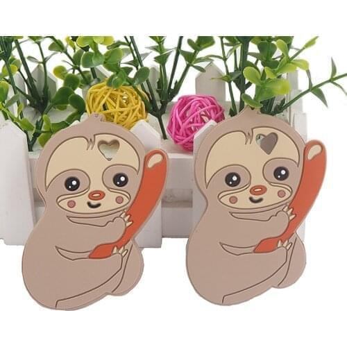 Chenkai 5PCS Silicone Sloths Teether Baby Teething Nursing Teether BPA Free For DIY Infant Chewable Silicone Pacifier Accessory