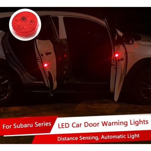 QHCP Cars Door Opening Warning Light LED Anti Rear-end Collision Induction Strobe Flashing Door Lamps 4Pcs For Subaru All Series