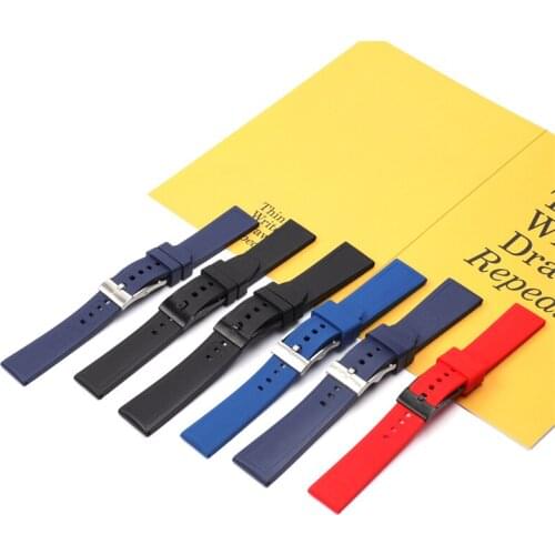Soft Natural Rubber Watch band 24mm Black Blue Red Yellow Watchband Bracelet For Breitling Strap for Navitimer Avenger belt