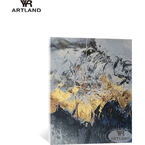 Modern abstarct gold montains picture for home wall decoration Hand drawn acrylic oil painting on canvas for living room bedroom
