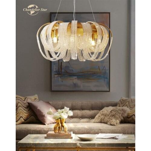 American Style LED Crystal Chandeliers Modern Gold Chrome Metal Round Lamps Lustre Home Decor Bedroom Living Room Lights Fixture