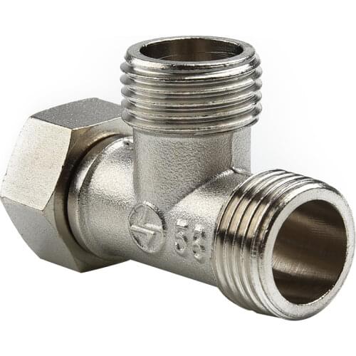 Toilet 304 Copper T Adapter G1/2" T-Valve For Bath Bidet Sprayer Shower Water Heater Three-way Water Pipe Union Bathroom Tools