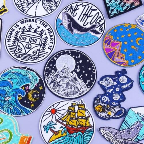 Adventure Patches For Clothing Thermoadhesive Patches Mountain Patch Travel Stickers Badge Iron On Embroidery Patches On Clothes