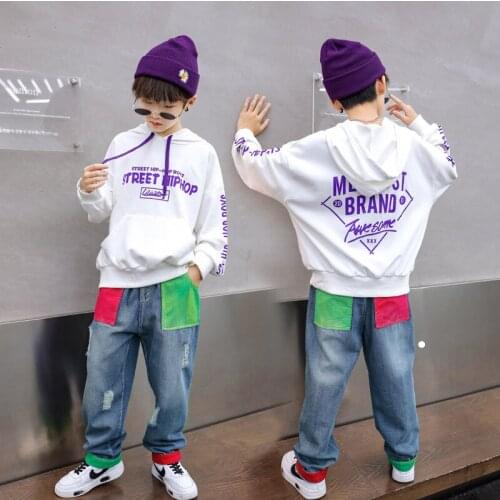 Sudadera con capucha de estilo hip hop para hombre, pantalones vaqueros azules, ropa de baile de jazz