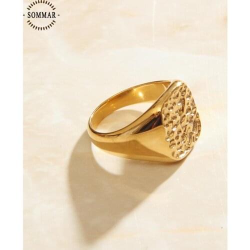 SOMMAR Gorgeous 18KGP Gold Filled size 6 7 8 Men and Women finger Ring Lunar Crater men ring unique