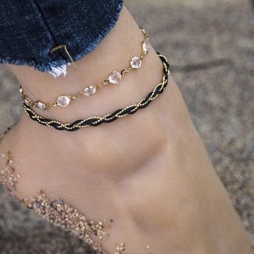 Vintage Braided Anklets for Women Bead Chain Leg Bracelet Beach Foot Jewelry Accessories Handmade Feet Jewelry 2020