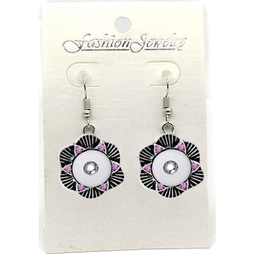 High quality 019 Rhinestones Butterfly 12mm Snap Button Earring For Women Charms White K Plated Design Snaps Earrings Jewelry