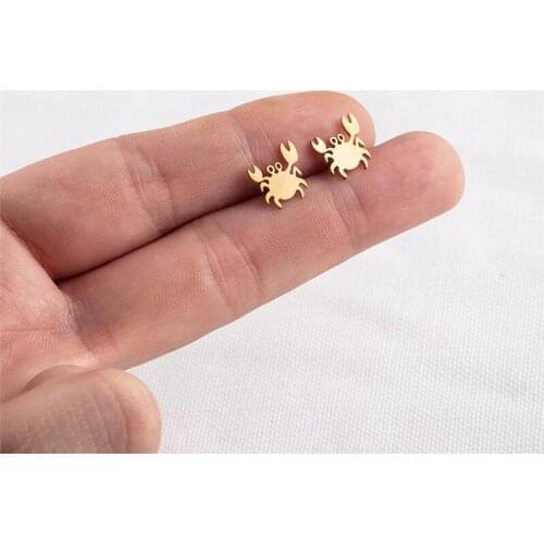 Yungqi New Fashion Punk Crab Earring for Teens Women Men Ear Stud Cool Animal Jewelry Vintage Earings Accessories Metal Brincos