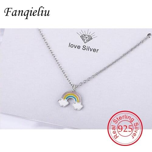 Fanqieliu Extend O Chain Rainbow Cloud Creative Jewelry Gift For Girl Real 925 Sterling Silver Pendant Necklace Women FQL21359