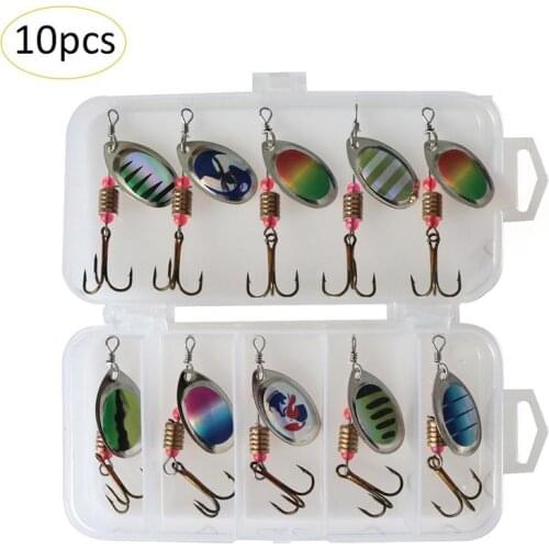 2019 New 10PCS Hand-Cranked Rotating Composite Sequin Fishing Accessories Bionic Bait With Box Stylish Wearable Practical
