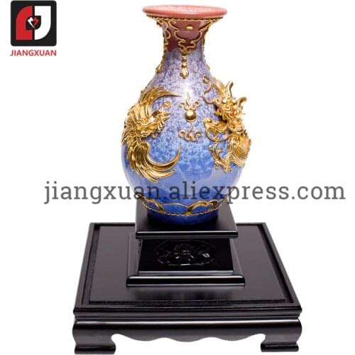 24k gold foil 10 inch wishful or dragon phoenix yuhuchun porcelain vintage home decor vase chinese handicrafts birthday gift