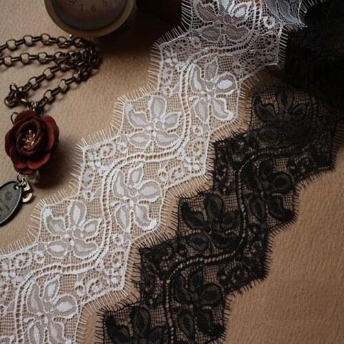 3M/Lot Quality Black and White Exquisite Eyelash Lace Width 8CM Handmade DIY, Clothing Accessories, Dress Curtain Material