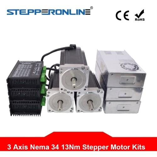 3 Axis CNC Kit 13Nm/1841oz.in Nema 34 Stepper Motor & Driver CNC Mill Router Lathe Robot