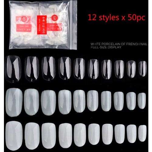 600Pcs False Nails Tips Clear White Natural Acrylic Nail Art Tips UV Gel Utility Professional Beauty Fake Nail Tips faux ongle