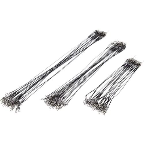 72Pcs Anti-bite Fishing Lure Wire Trace Leader Swivel Stainless Steel Rolling Swivels for Spinning Pike Fishing 15/20/25cm