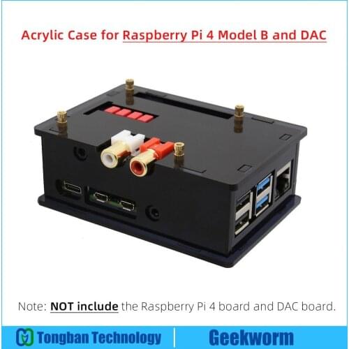 Geekworm Acrylic Case for DAC Audio Expansion Board & Raspberry Pi 4 Model B/ 3B+/ 3B/ 2B Only