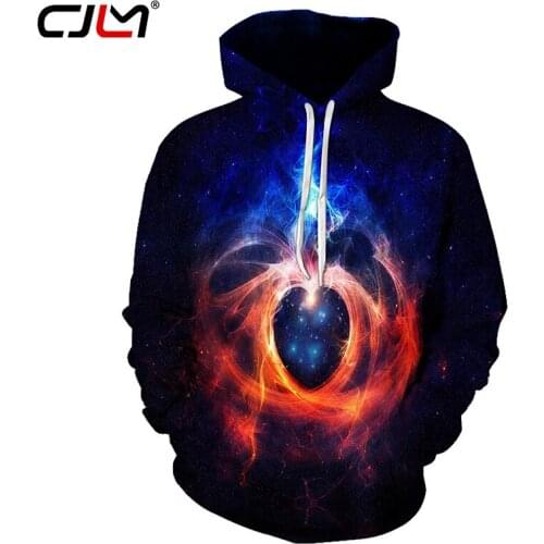 CJLM Men Hoodies Black 3d Print Color Galaxy Space Skull Hoodie Sweatshirts Large Size 6XL Casual Hooded Streetwear Jacket Tops