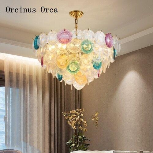 Post modern color glass chandelier, living room, dining room, bedroom, luxury, romantic and creative Crystal Chandelier