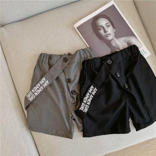 Childrens Shorts 2021 Summer Baby Boys Casual Cotton Suspender Shorts Fashion Letter Print Short Pants for Boys Kids Clothes